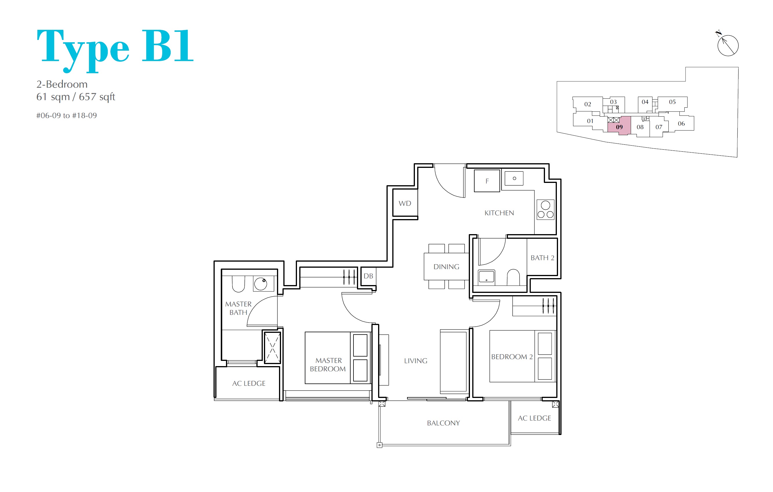 Jui Residences 1 Bedroom Floor Plan 2