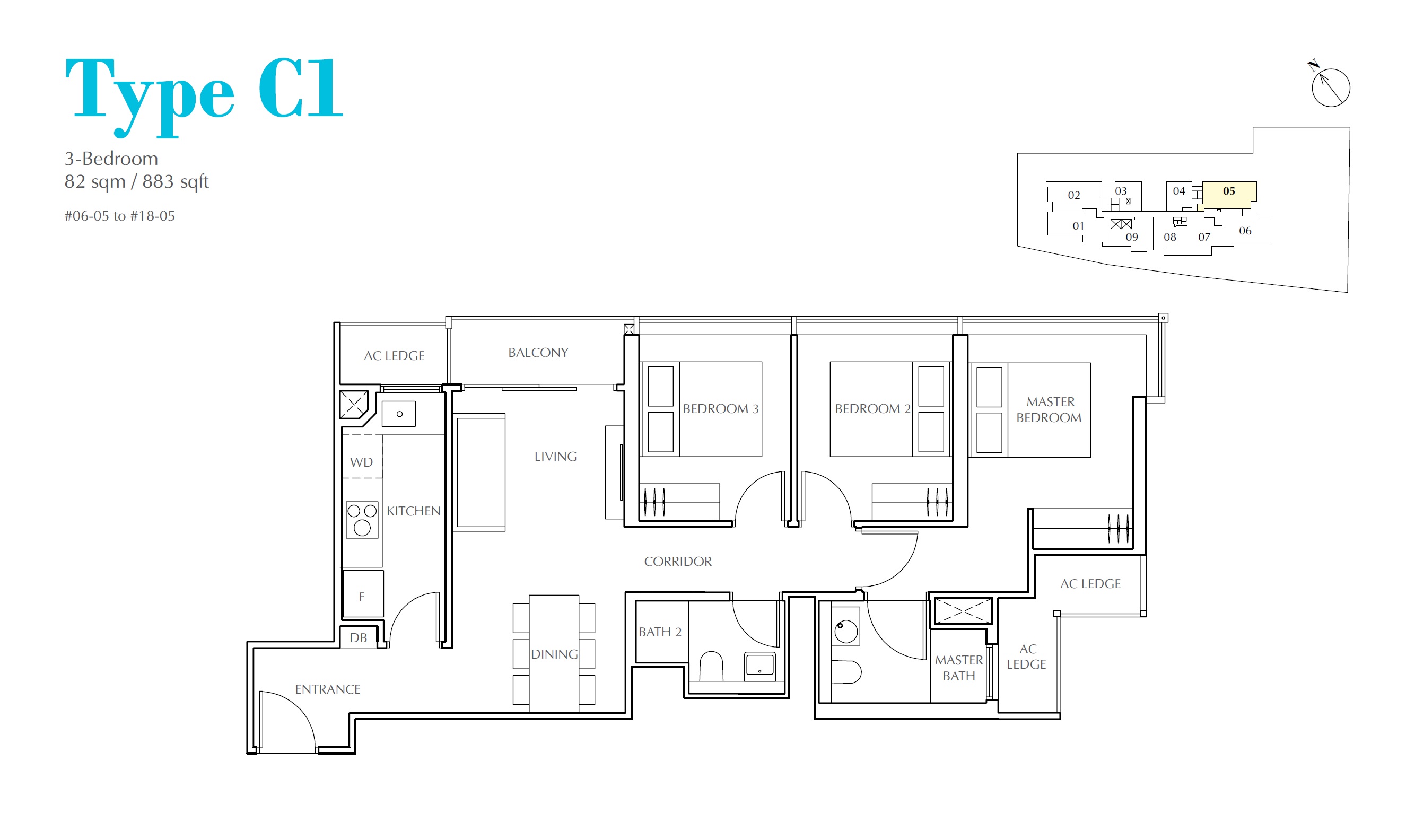 Jui Residences 1 Bedroom Floor Plan 3